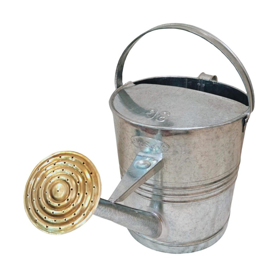 Galvanised Watering Can 12L c/w Brass Rose - Ready Set SuppliedGalvanised Watering Can 12L c/w Brass Rose