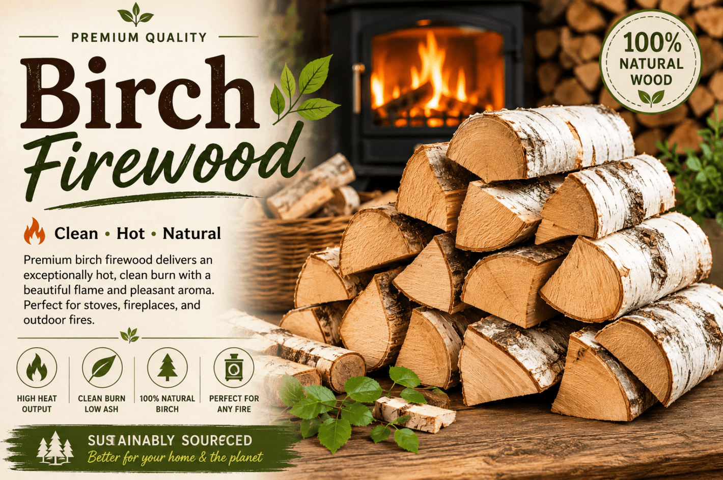 Birch Firewood - Ready Set Supplied