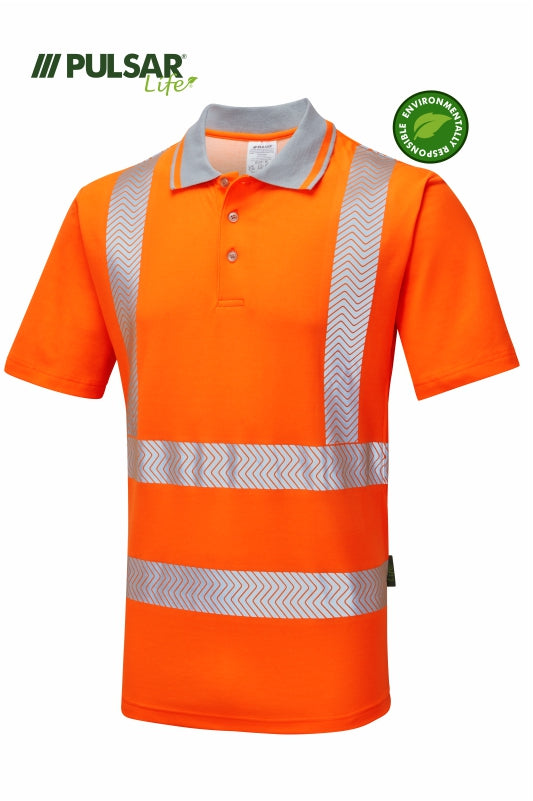 Pulsar Life Men's HV Orange Polo Shirt