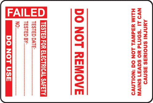 100 Pat Test Cable Wrap Labels - Failed 75 x 50mm - Ready Set Supplied100 Pat Test Cable Wrap Labels - Failed 75 x 50mm54043