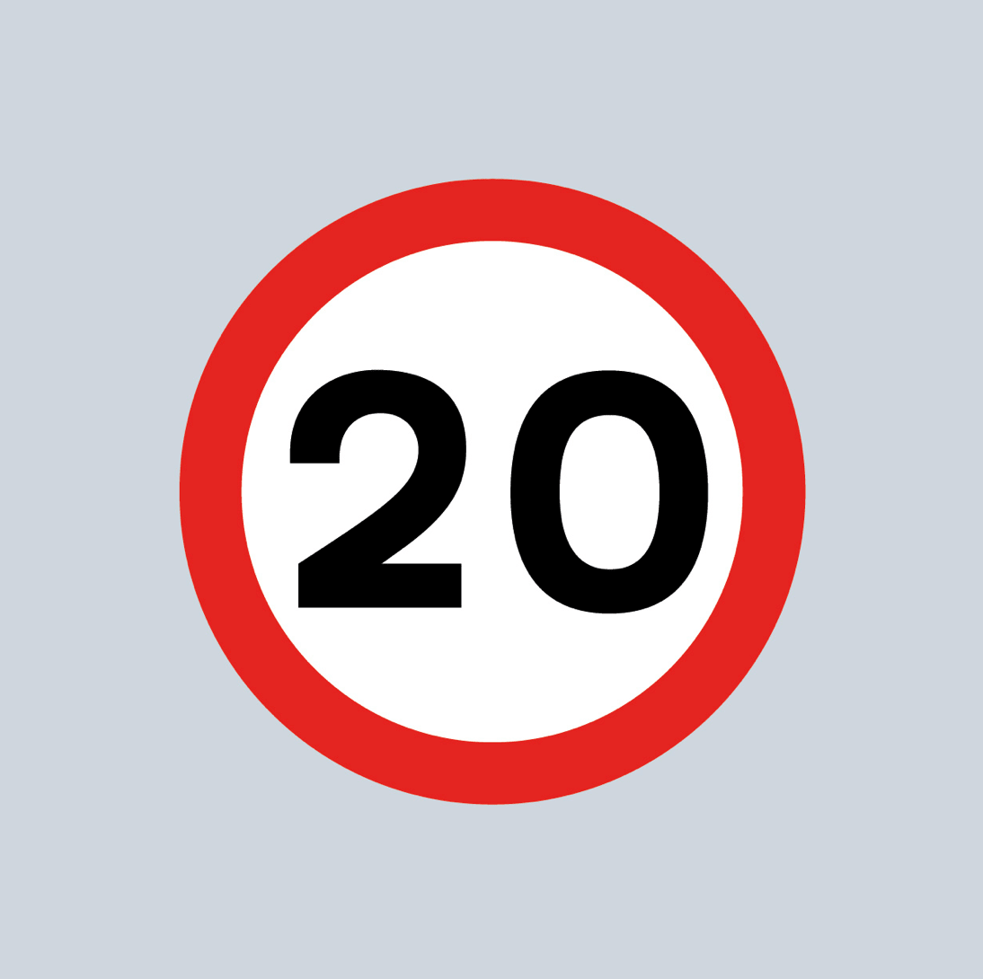 20mph Speed Roundel - Tricolour - Ready Set Supplied20mph Speed Roundel - Tricolour600mm x 600mm