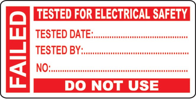 250 Pat Test Write On Labels - Failed 50 x 25mm - Ready Set Supplied250 Pat Test Write On Labels - Failed 50 x 25mm54028
