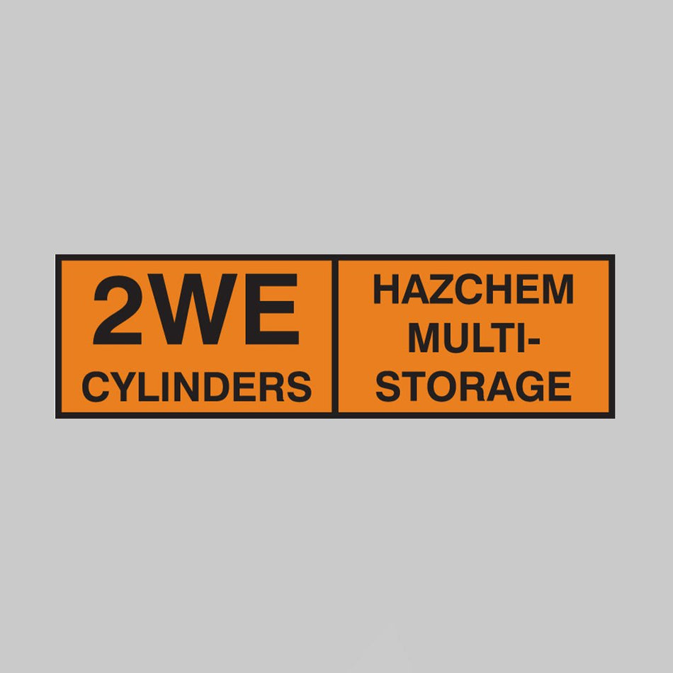 2We Cylinders Hazchem Multi-Storage 850 x 250mm Self Adhesive Vinyl Sign - Ready Set Supplied2We Cylinders Hazchem Multi-Storage 850 x 250mm Self Adhesive Vinyl Sign56268