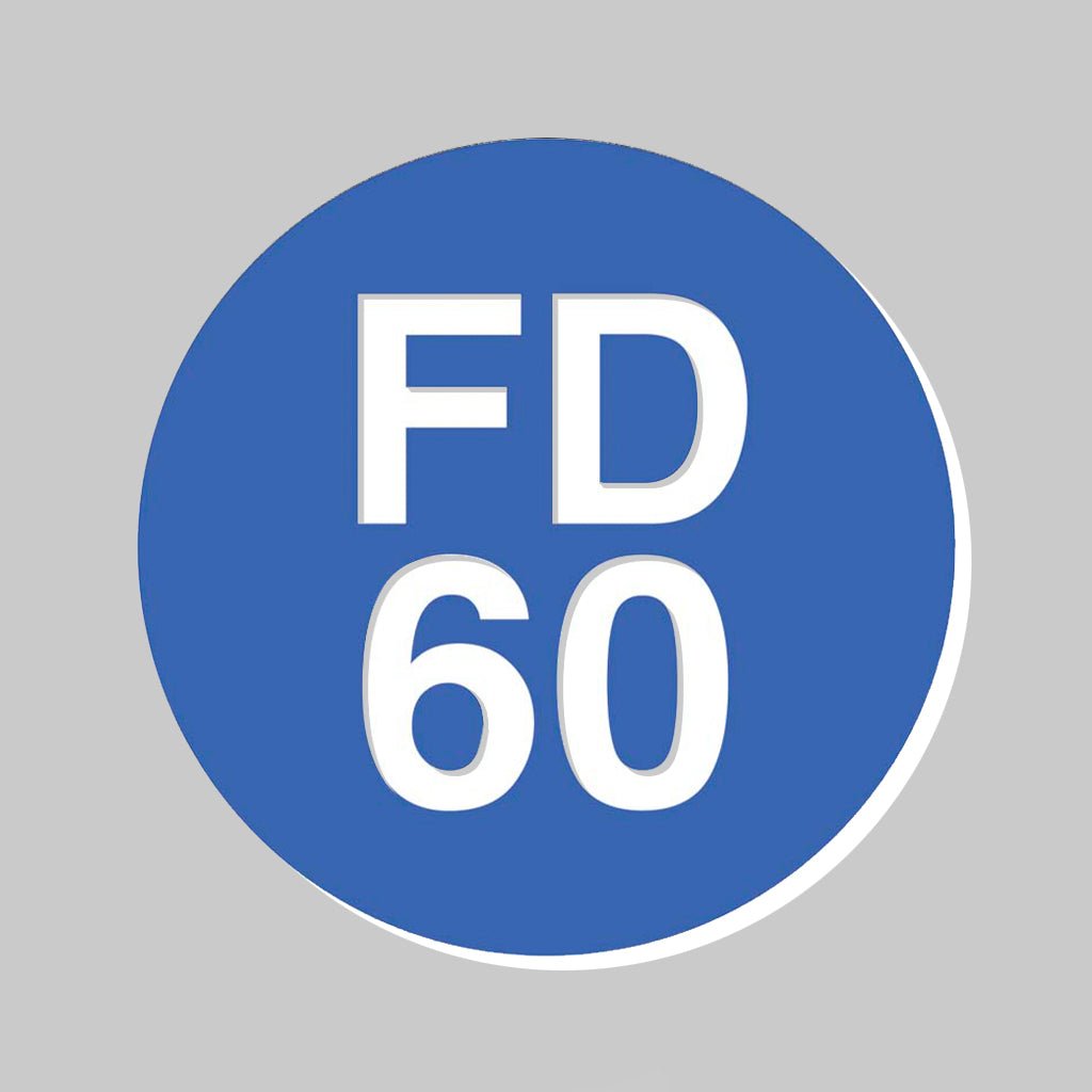 38mm Dia Engraved Fd60 Fire Door Disc (White Text On Blue) - Adhesive Backed (Pack of 50) - Ready Set Supplied38mm Dia Engraved Fd60 Fire Door Disc (White Text On Blue) - Adhesive Backed (Pack of 50)51494