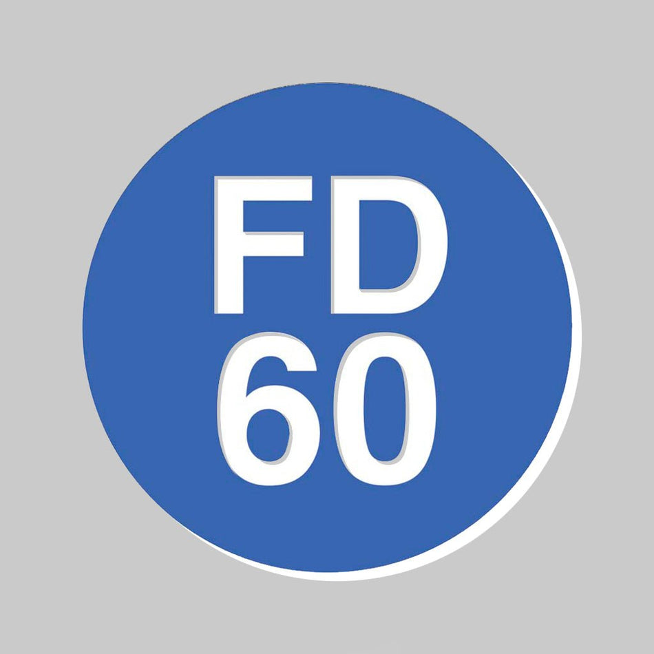 38mm Dia Engraved Fd60 Fire Door Disc (White Text On Blue) - Adhesive Backed (Pack of 50) - Ready Set Supplied38mm Dia Engraved Fd60 Fire Door Disc (White Text On Blue) - Adhesive Backed (Pack of 50)51494
