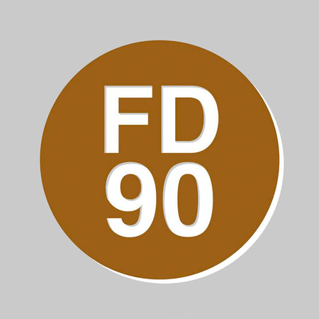 38mm Dia Engraved Fd90 Fire Door Disc (White Text On Brown) - Adhesive Backed (Pack of 50) - Ready Set Supplied38mm Dia Engraved Fd90 Fire Door Disc (White Text On Brown) - Adhesive Backed (Pack of 50)51495