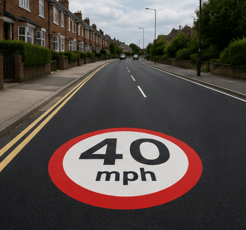 40mph Speed Roundel - Tricolour - Ready Set Supplied40mph Speed Roundel - Tricolour600mm x 600mm
