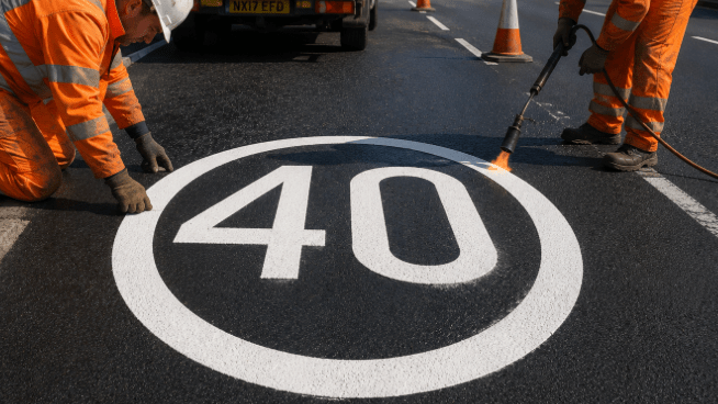 40mph speed Roundel - White - Ready Set Supplied40mph speed Roundel - White600mm x 600mm