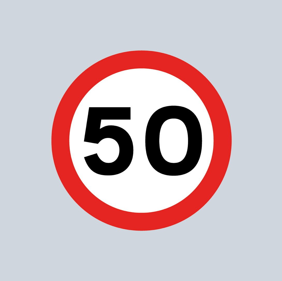 50mph Speed Roundel - Tricolour - Ready Set Supplied50mph Speed Roundel - Tricolour600mm x 600mm