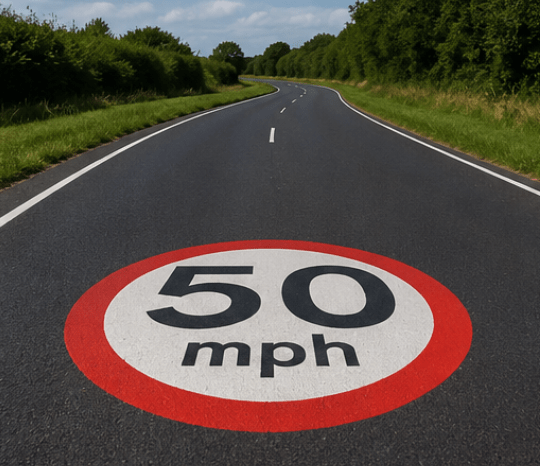 50mph Speed Roundel - Tricolour - Ready Set Supplied50mph Speed Roundel - Tricolour600mm x 600mm