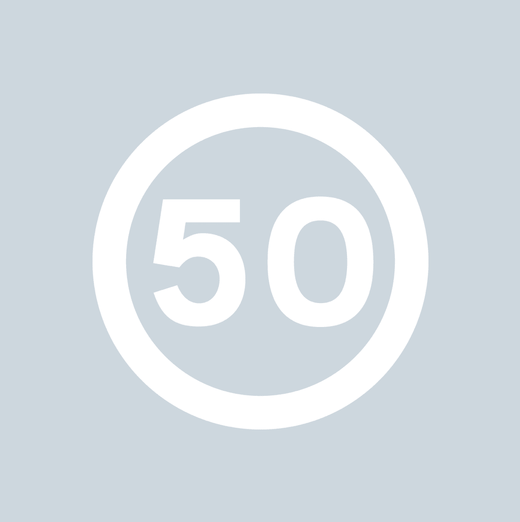 50mph Speed Roundel - White - Ready Set Supplied50mph Speed Roundel - White600mm x 600mm