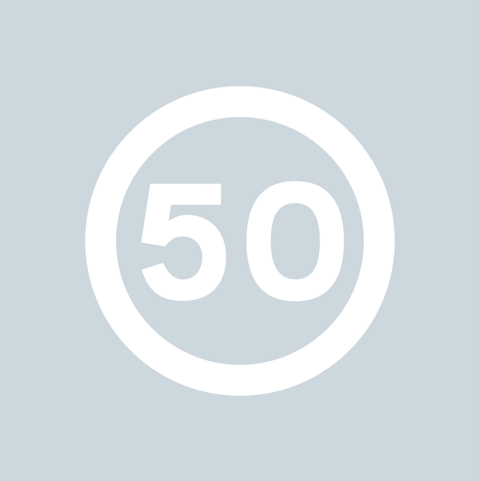 50mph Speed Roundel - White - Ready Set Supplied50mph Speed Roundel - White600mm x 600mm