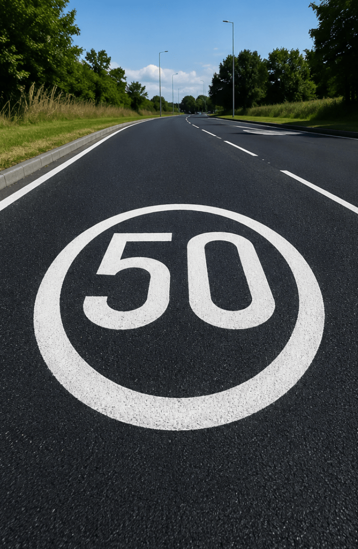 50mph Speed Roundel - White - Ready Set Supplied50mph Speed Roundel - White600mm x 600mm