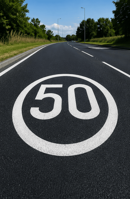 50mph Speed Roundel - White - Ready Set Supplied50mph Speed Roundel - White600mm x 600mm
