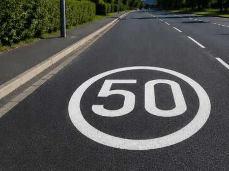 50mph Speed Roundel - White - Ready Set Supplied50mph Speed Roundel - White600mm x 600mm