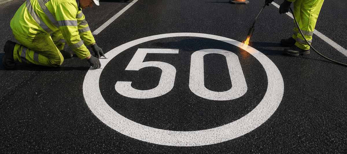 50mph Speed Roundel - White - Ready Set Supplied50mph Speed Roundel - White600mm x 600mm
