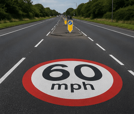 60mph Speed Roundel - Tricolour - Ready Set Supplied60mph Speed Roundel - Tricolour600mm x 600mm