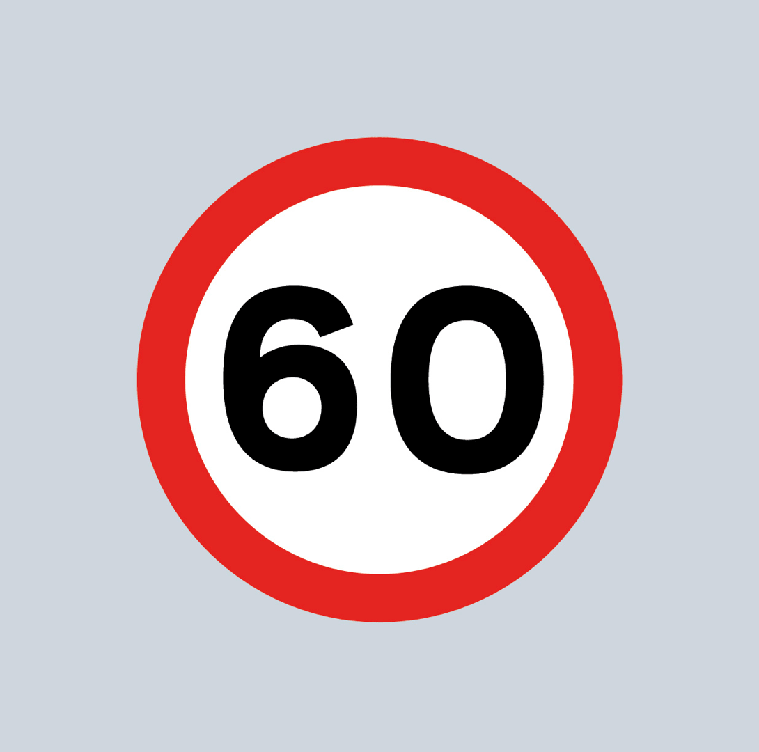 60mph Speed Roundel - Tricolour - Ready Set Supplied60mph Speed Roundel - Tricolour600mm x 600mm