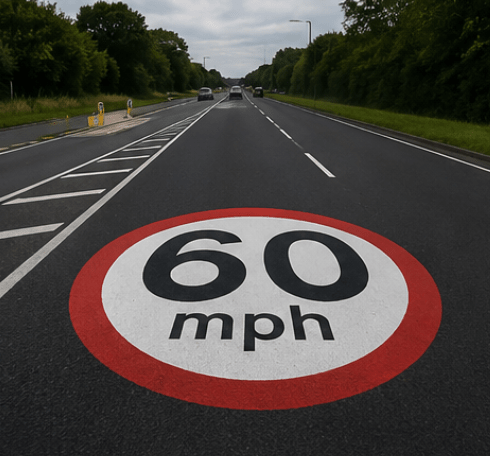 60mph Speed Roundel - Tricolour - Ready Set Supplied60mph Speed Roundel - Tricolour600mm x 600mm