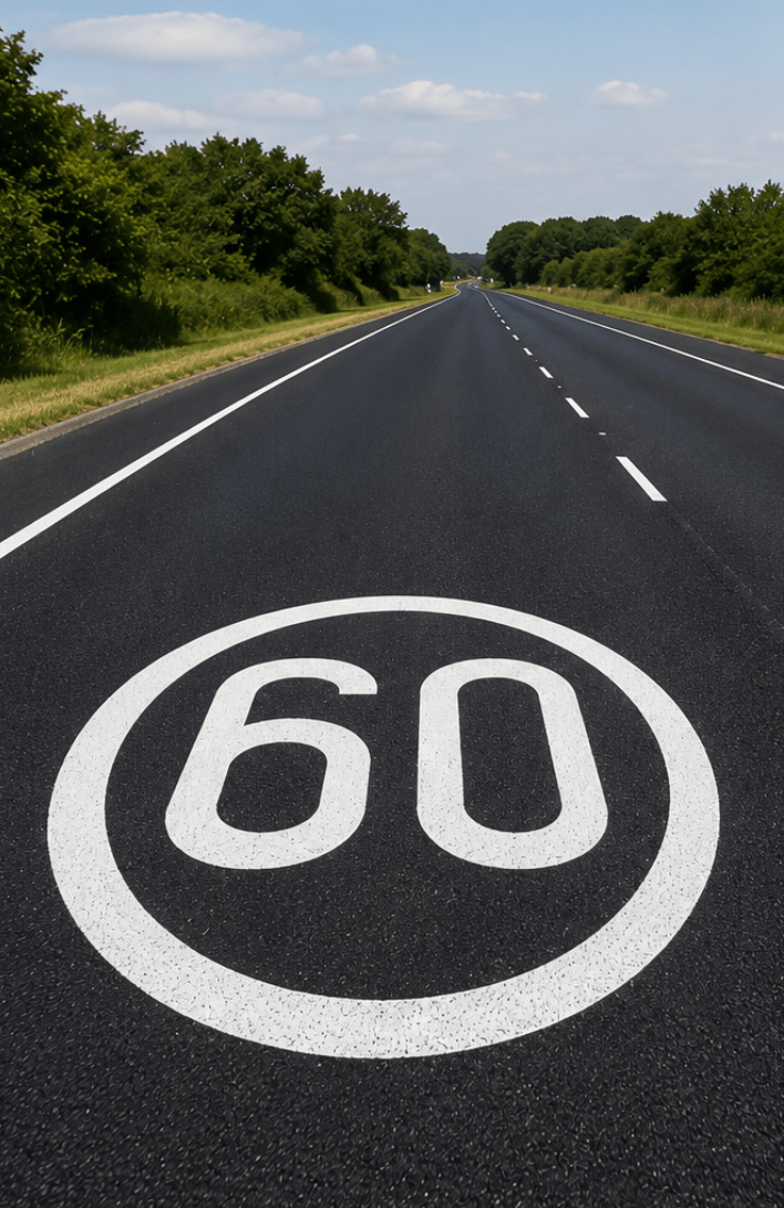 60mph Speed Roundel - White - Ready Set Supplied60mph Speed Roundel - White600mm x 600mm