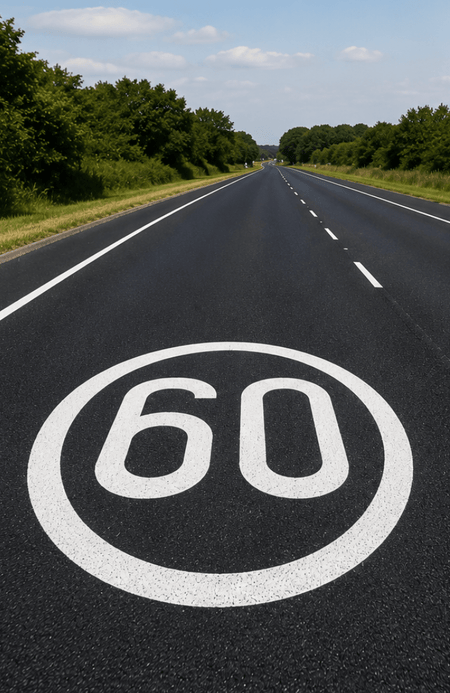 60mph Speed Roundel - White - Ready Set Supplied60mph Speed Roundel - White600mm x 600mm