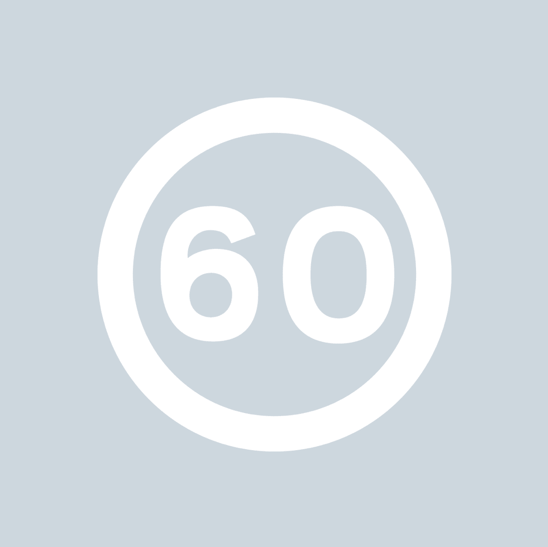 60mph Speed Roundel - White - Ready Set Supplied60mph Speed Roundel - White600mm x 600mm