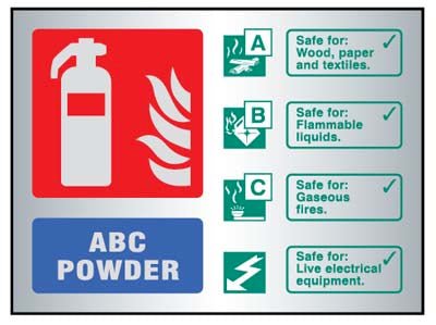 ABC Powder Extinguisher Identification Aluminium 150x200mm Adhesive Backed Sign - Ready Set SuppliedABC Powder Extinguisher Identification Aluminium 150x200mm Adhesive Backed Sign59491