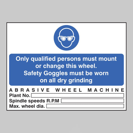 Abrasive Wheel Machine Goggles Must Be Worn Sign - Ready Set SuppliedAbrasive Wheel Machine Goggles Must Be Worn SignRigid Plastic15009E