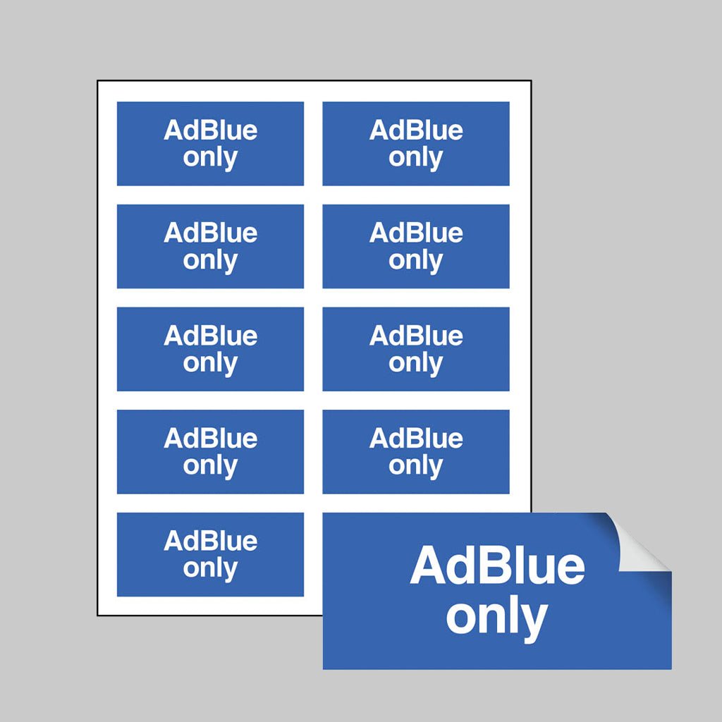 Adblue Only Sheet of 10 Self Adhesive Labels 40 x 18mm - Ready Set SuppliedAdblue Only Sheet of 10 Self Adhesive Labels 40 x 18mm54565