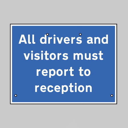 All Drivers And Visitors Must Report To Site Office, 600 x 450mm Re-Flex (3mm Reflective Polyprop Sign - Ready Set SuppliedAll Drivers And Visitors Must Report To Site Office, 600 x 450mm Re-Flex (3mm Reflective Polyprop Sign57528