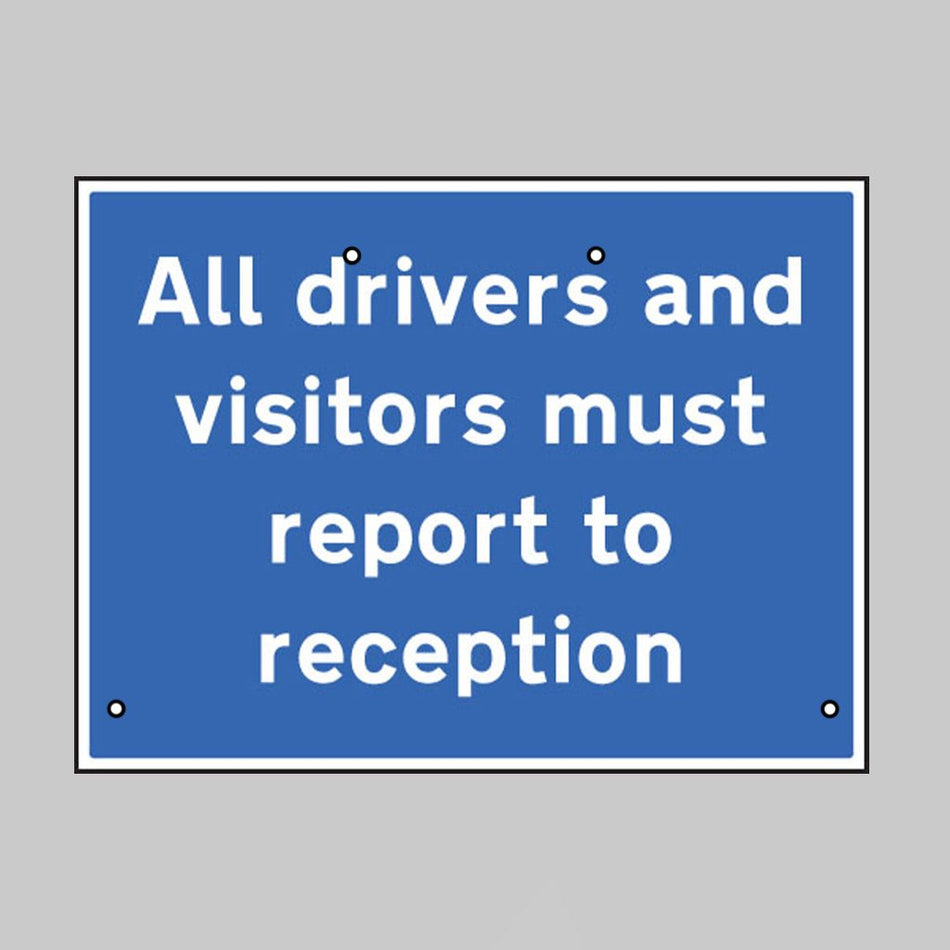 All Drivers And Visitors Must Report To Site Office, 600 x 450mm Re-Flex (3mm Reflective Polyprop Sign - Ready Set SuppliedAll Drivers And Visitors Must Report To Site Office, 600 x 450mm Re-Flex (3mm Reflective Polyprop Sign57528