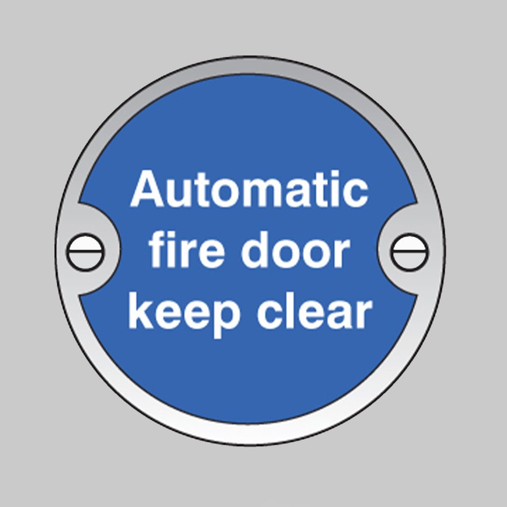 Aluminium Automatic Fire Door Keep Clear Disc Sign - Ready Set SuppliedAluminium Automatic Fire Door Keep Clear Disc Sign59130