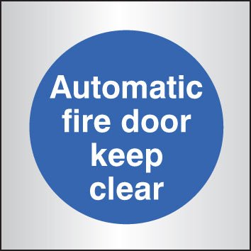 Auto Fire Door Keep Clear 70 x 70mm Aluminium Adhesive Backed Sign - Ready Set SuppliedAuto Fire Door Keep Clear 70 x 70mm Aluminium Adhesive Backed Sign59099