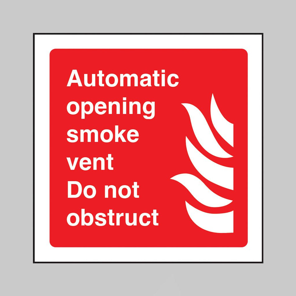 Automatic Opening Smoke Vent Do Not Obstruct Sign - Ready Set SuppliedAutomatic Opening Smoke Vent Do Not Obstruct SignRigid Plastic11115C