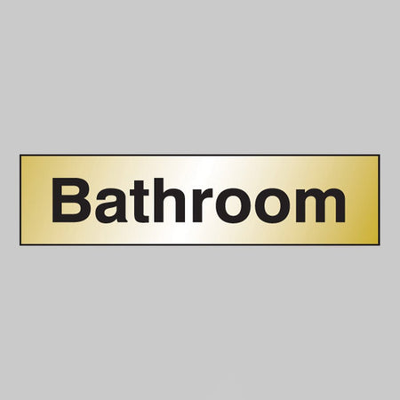 Bathroom 140 x 35mm Engraved Brass Effect PVC With Sav Backing Sign - Ready Set SuppliedBathroom 140 x 35mm Engraved Brass Effect PVC With Sav Backing Sign59064