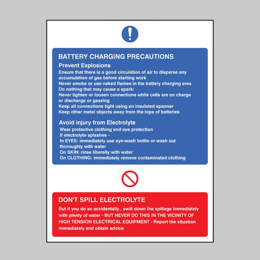 Battery Charging Precautions Sign - Ready Set SuppliedBattery Charging Precautions SignRigid Plastic15426K