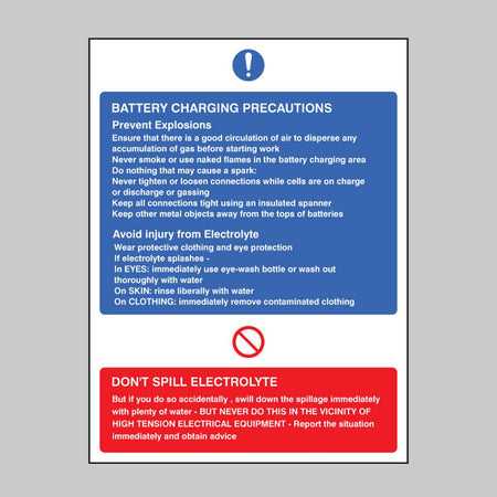 Battery Charging Precautions Sign - Ready Set SuppliedBattery Charging Precautions SignRigid Plastic15426K