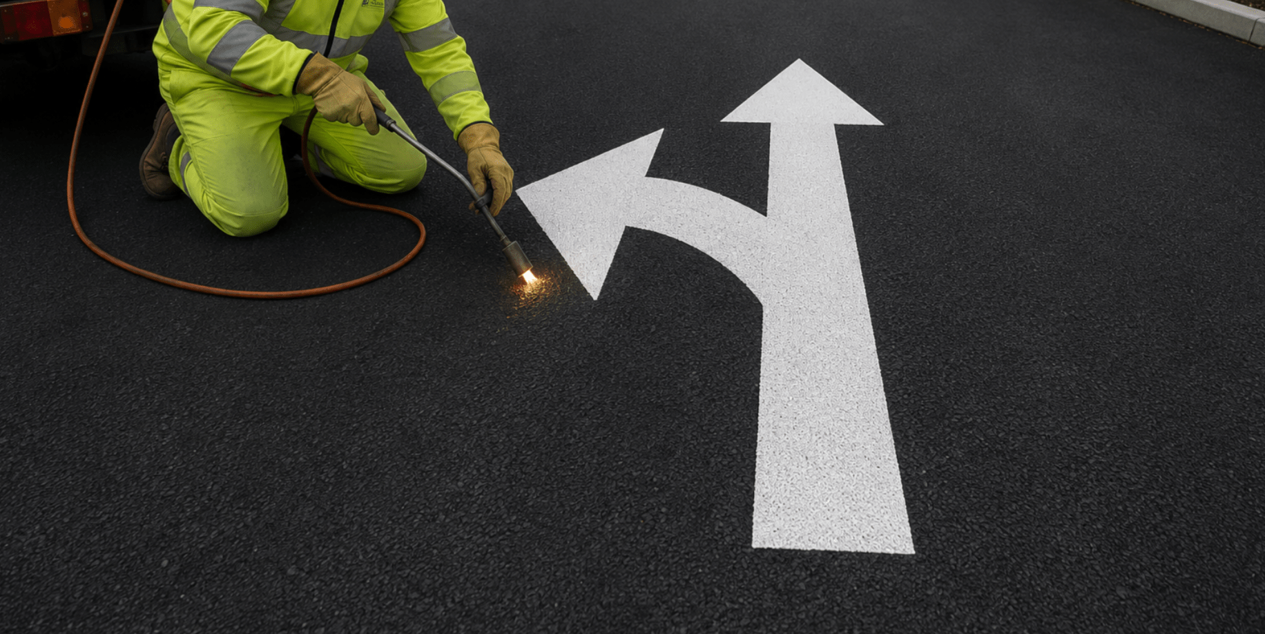 Bi - Directional Left And Straight Arrow Thermoplastic marking - Ready Set SuppliedBi - Directional Left And Straight Arrow Thermoplastic marking1000mm x 210mm