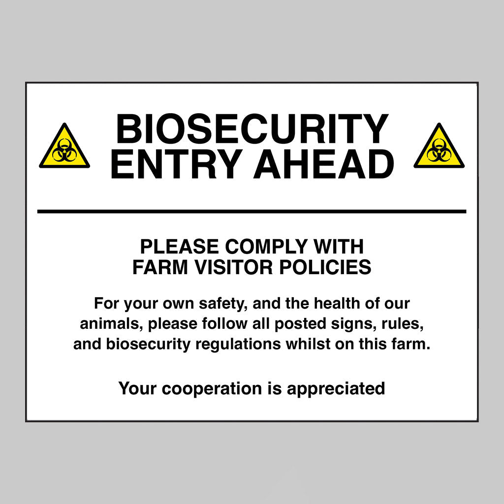 Biosecurity Entry Ahead Please Comply With Farm Visitor Policies Sign - Ready Set SuppliedBiosecurity Entry Ahead Please Comply With Farm Visitor Policies Sign11776Q