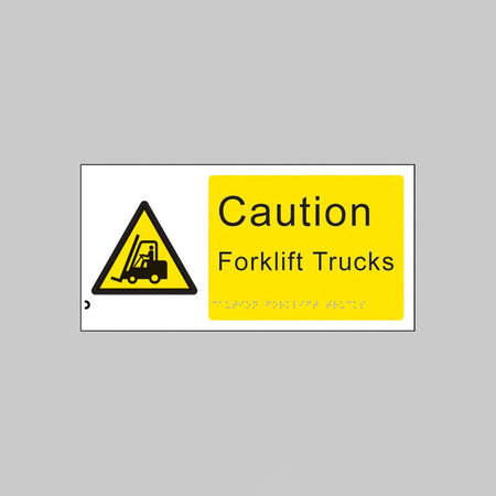 Braille - Caution Forklift Trucks 300 x 150mm Sign - Ready Set SuppliedBraille - Caution Forklift Trucks 300 x 150mm Sign56319