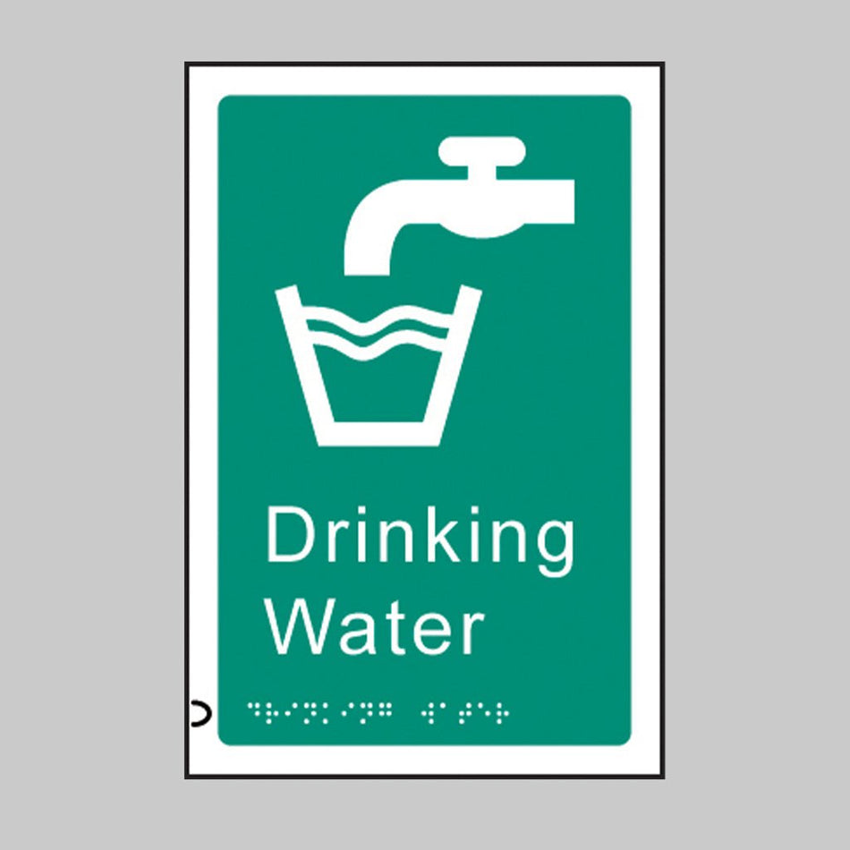 Braille - Drinking Water 150 X 225mm Sign - Ready Set SuppliedBraille - Drinking Water 150 X 225mm Sign56489