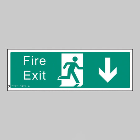 Braille - Fire Exit Down 450 X 150mm Sign - Ready Set SuppliedBraille - Fire Exit Down 450 X 150mm Sign56199