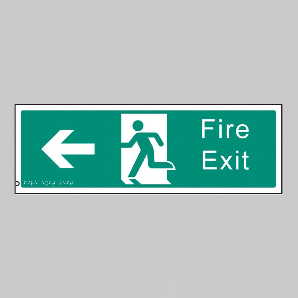 Braille - Fire Exit Left 450 X 150mm Sign - Ready Set SuppliedBraille - Fire Exit Left 450 X 150mm Sign56185