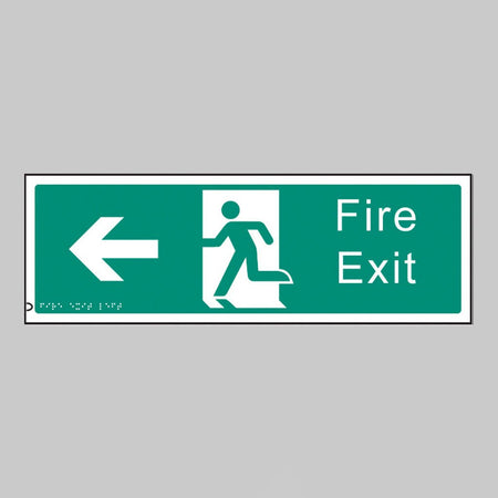 Braille - Fire Exit Left 450 X 150mm Sign - Ready Set SuppliedBraille - Fire Exit Left 450 X 150mm Sign56185