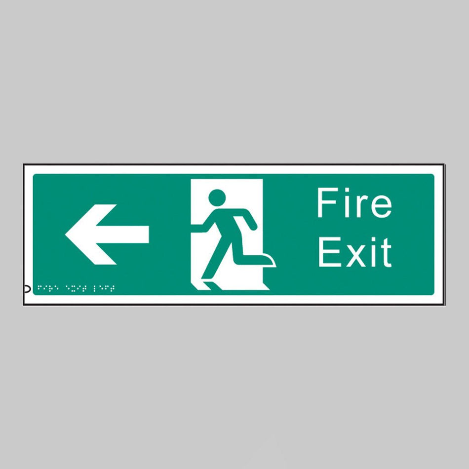 Braille - Fire Exit Left 450 X 150mm Sign - Ready Set SuppliedBraille - Fire Exit Left 450 X 150mm Sign56185