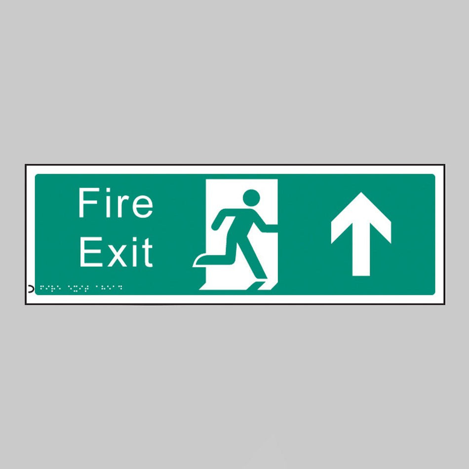 Braille - Fire Exit Up 450 X 150mm Sign - Ready Set SuppliedBraille - Fire Exit Up 450 X 150mm Sign56187