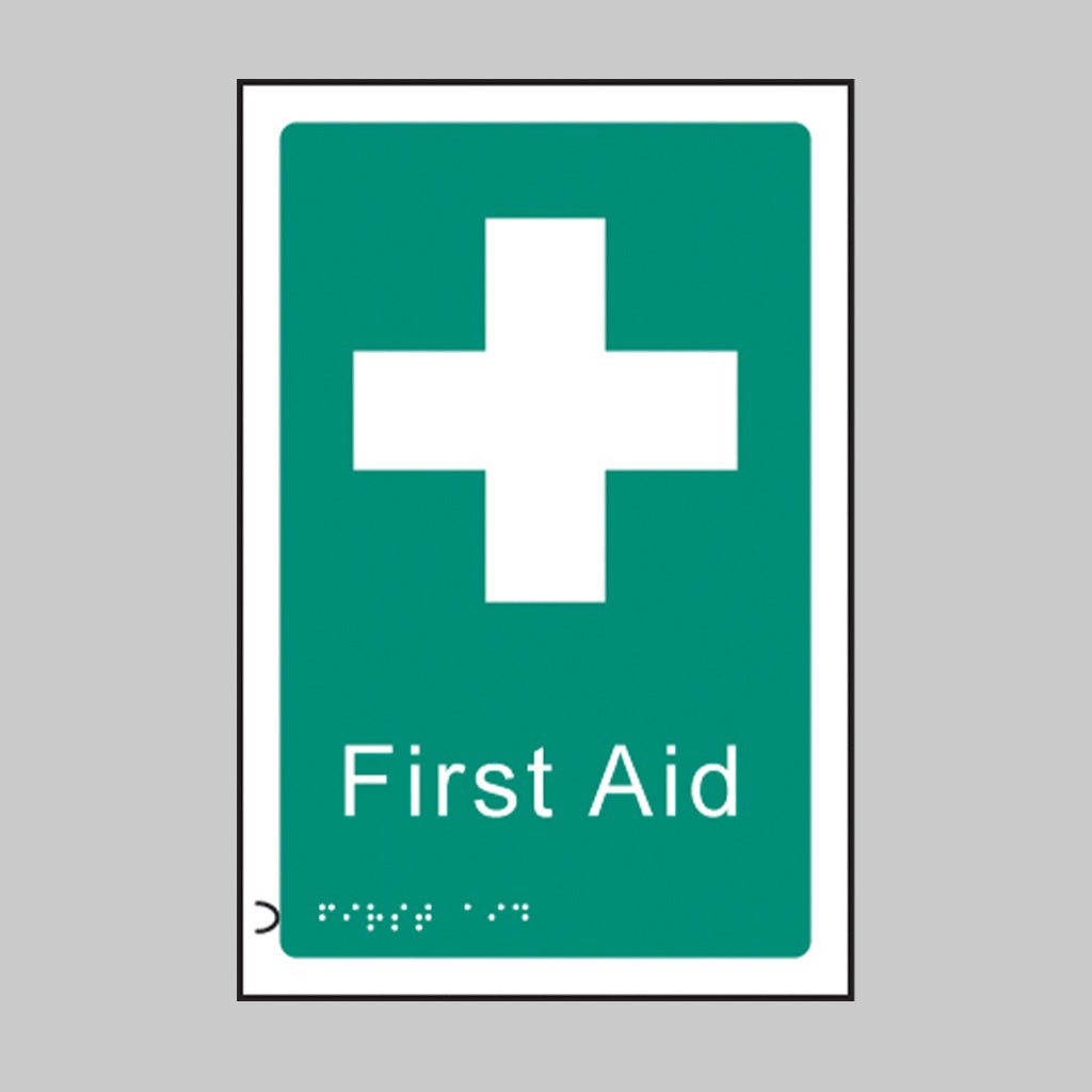 Braille - First Aid 150X 225mm Sign - Ready Set SuppliedBraille - First Aid 150X 225mm Sign56180