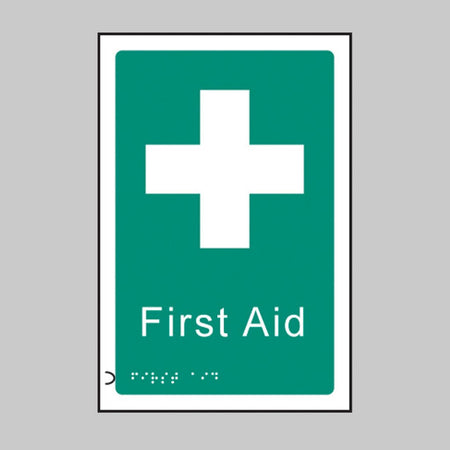 Braille - First Aid 150X 225mm Sign - Ready Set SuppliedBraille - First Aid 150X 225mm Sign56180