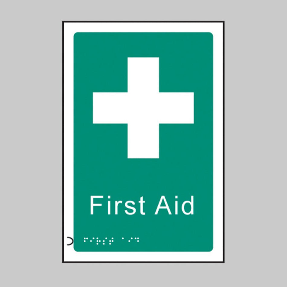 Braille - First Aid 150X 225mm Sign - Ready Set SuppliedBraille - First Aid 150X 225mm Sign56180