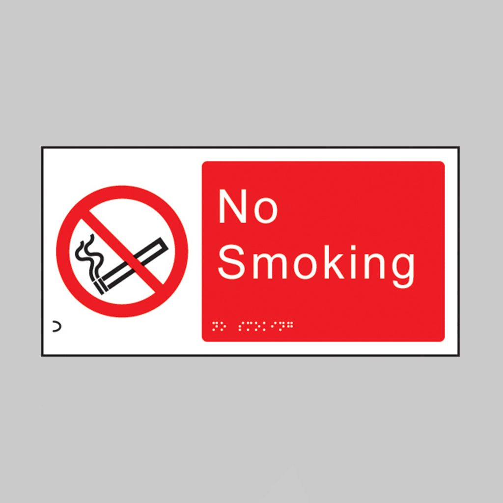 Braille - No Smoking 300 x 150mm Sign - Ready Set SuppliedBraille - No Smoking 300 x 150mm Sign56168